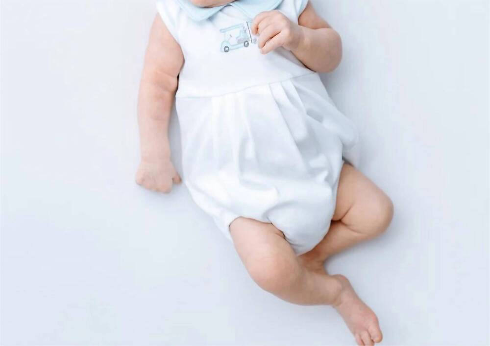 NEW MAGNOLIA BABY boy's little golfer collared sleeveless short playsuit in ligh